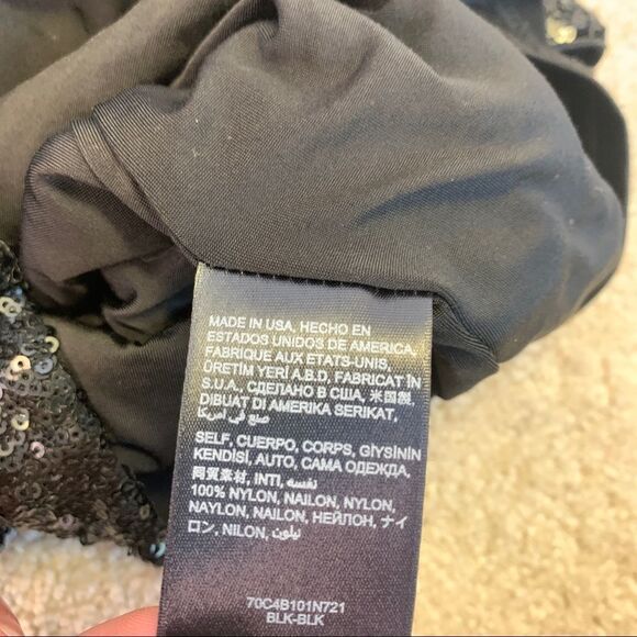 Bebe Black sequin stretchy peplum mini clubwear cocktail dress size medium - Picture 11 of 16